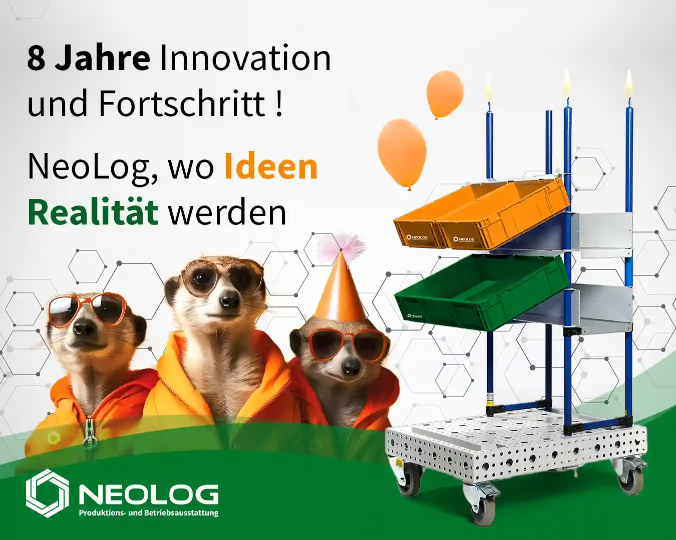 Social-Media-Posting für Neolog mit reduziertem Grafikdesign