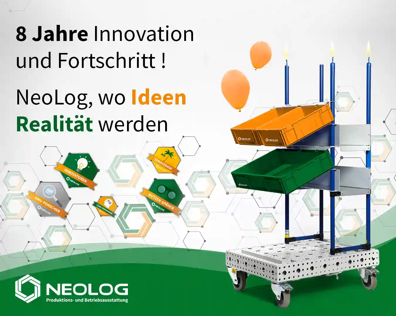 Social-Media-Keyvisual für Neolog mit geometrischer Komposition