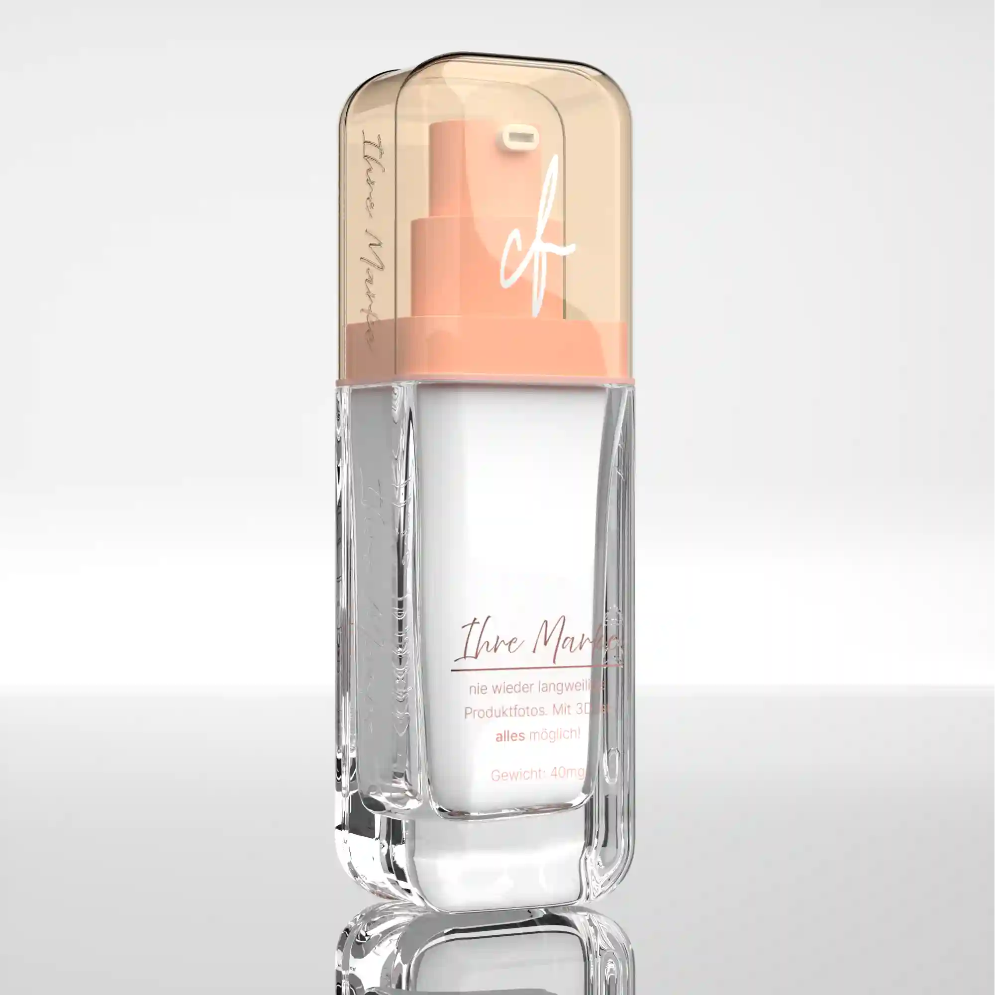 Atmosphärisches 3D-Rendering eines Parfumflakons